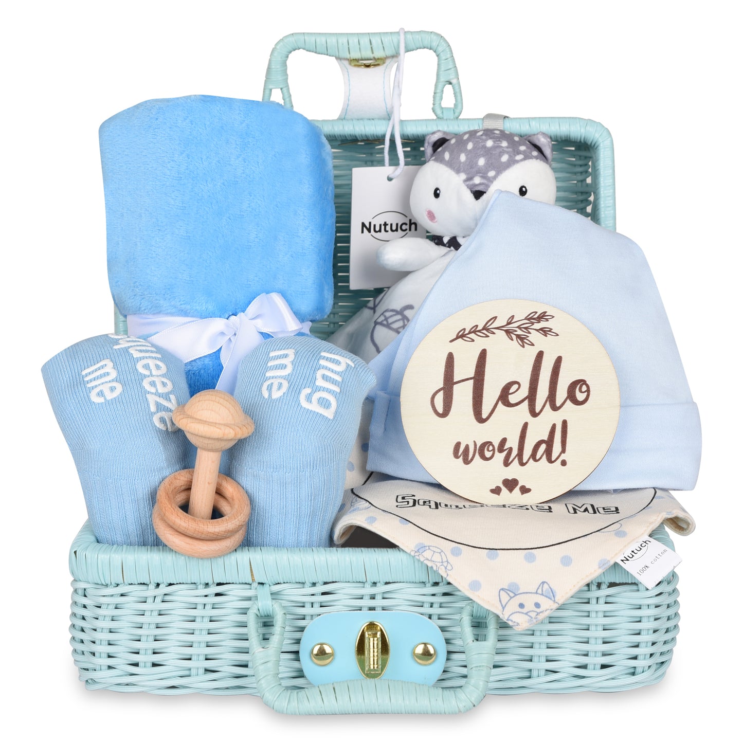 NUTUCH Newborn Baby Boy Gift Set | Baby Shower Basket | Baby Boy Gift Basket | New Mom Baby Gift Sets for Women | NT-351-BB-B