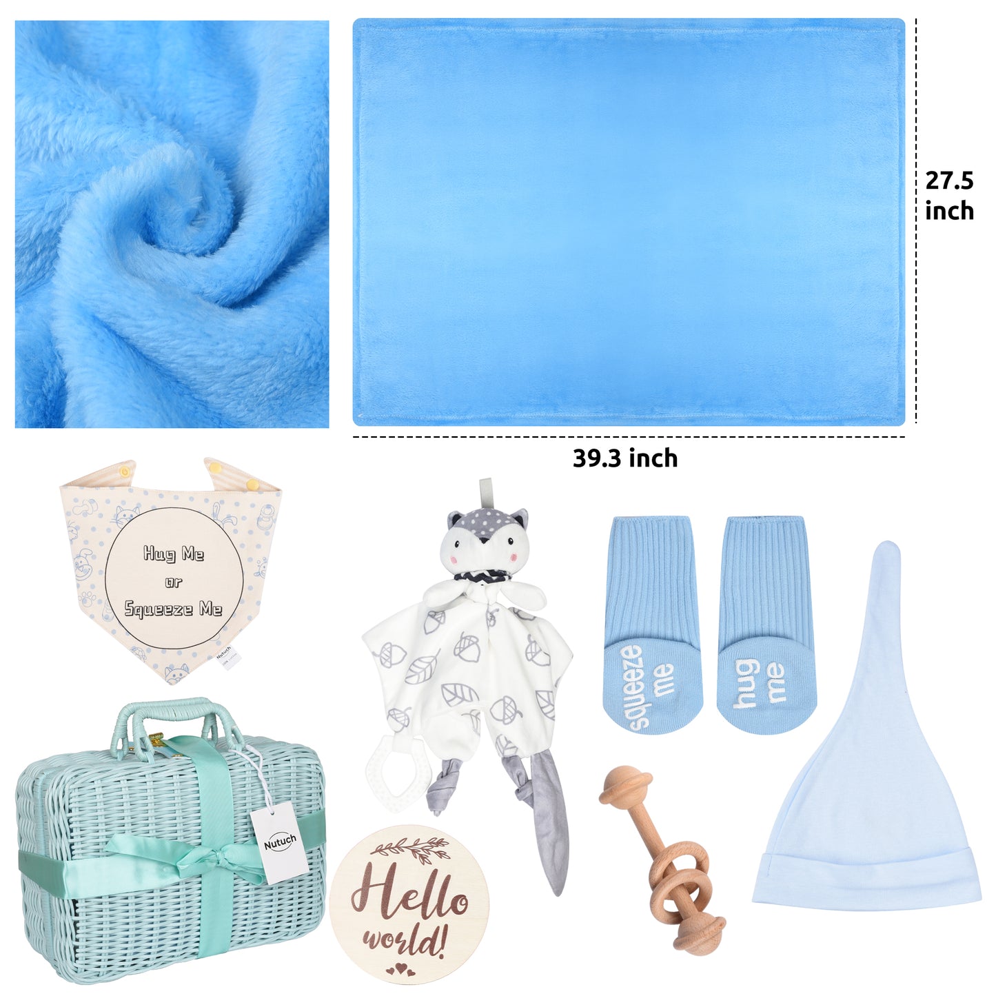 NUTUCH Newborn Baby Boy Gift Set | Baby Shower Basket | Baby Boy Gift Basket | New Mom Baby Gift Sets for Women | NT-351-BB-B