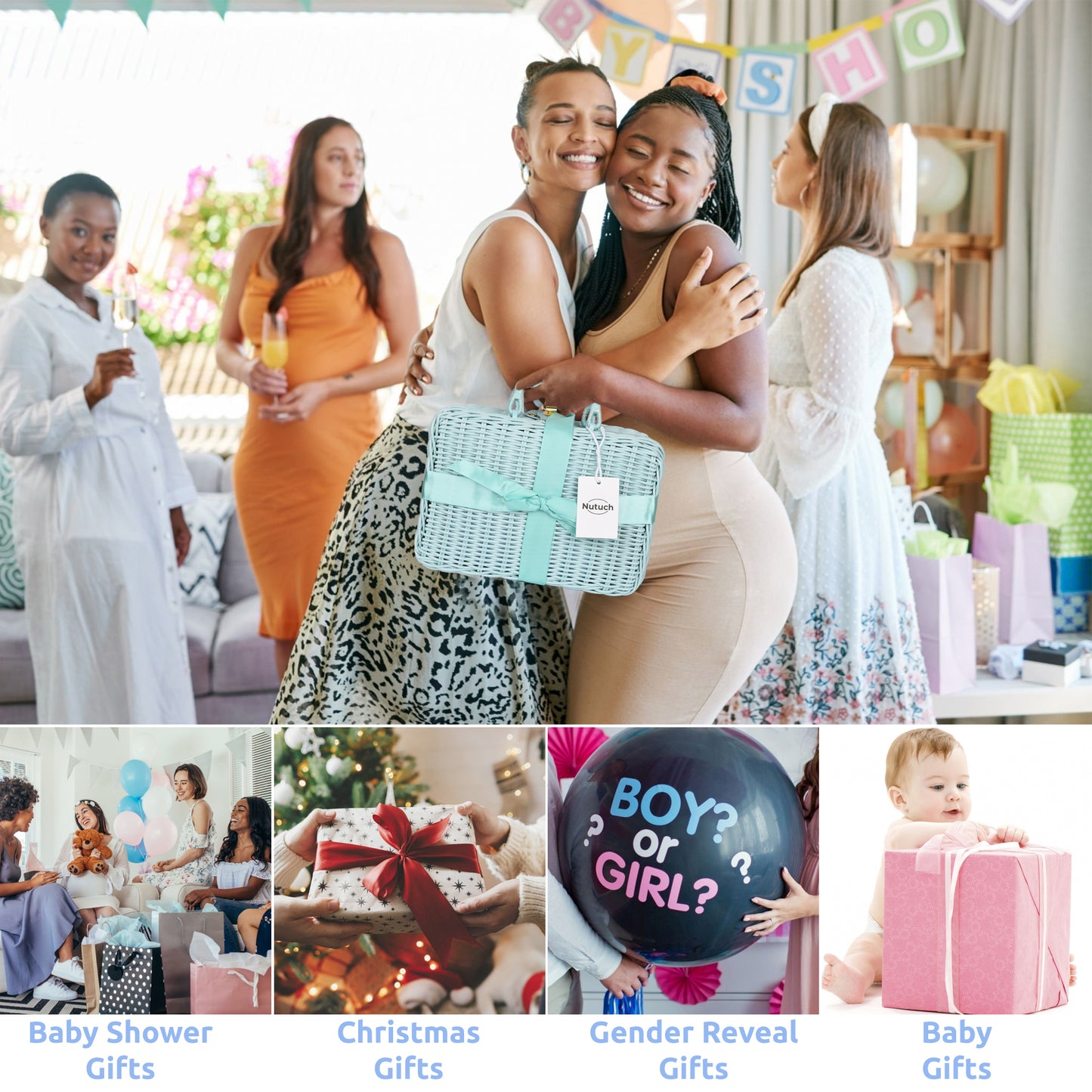 NUTUCH Newborn Baby Boy Gift Set | Baby Shower Basket | Baby Boy Gift Basket | New Mom Baby Gift Sets for Women | NT-351-BB-B