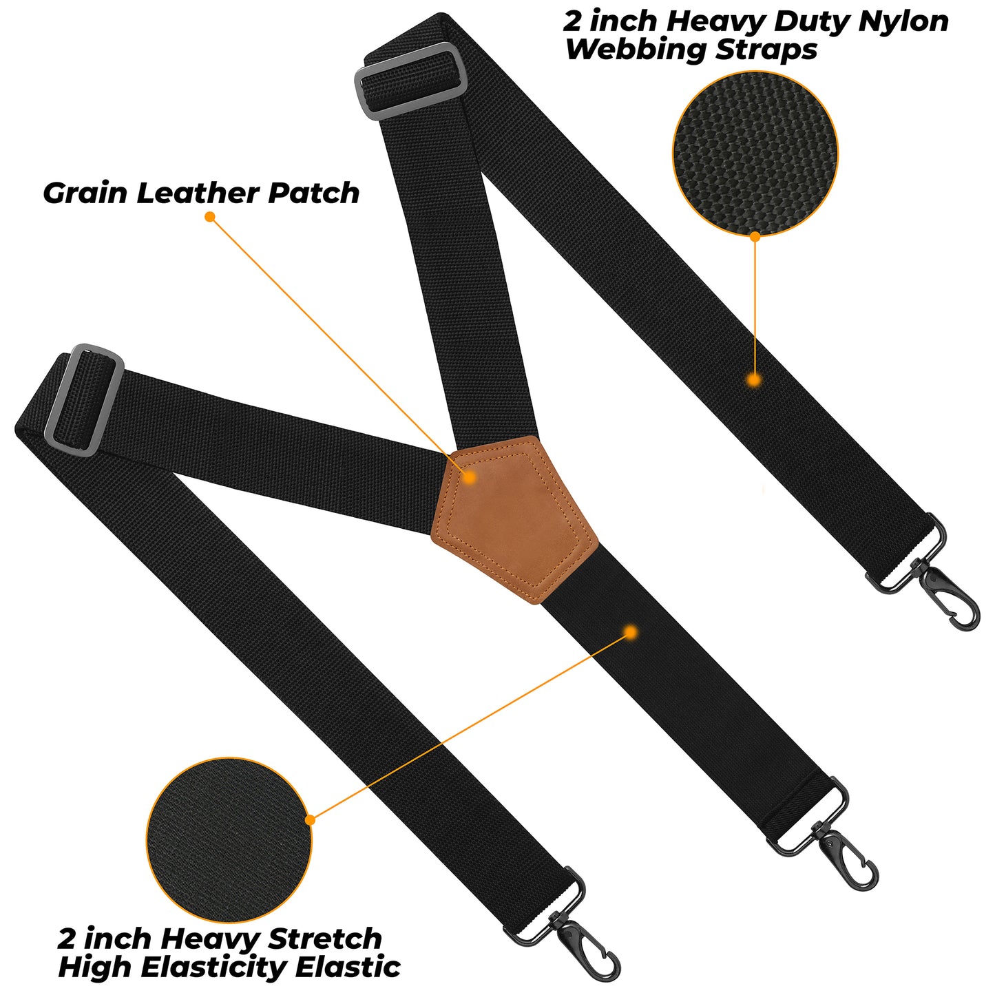 NUTUCH Black Suspender for Men | Heavy Duty adjustable Dress Suspender | Snap Hooks for Belt Loop | Men Suspender for Jeans | Y Style | Men Fashion | NT-652-S