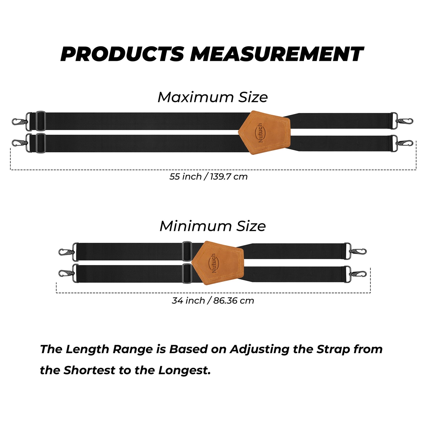 NUTUCH Black Suspender for Men | Heavy Duty adjustable Dress Suspender | Snap Hooks for Belt Loop | Men Suspender for Jeans | X Style | Men Fashion | NT-651-S