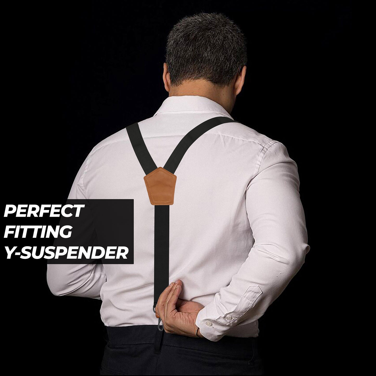 NUTUCH Black Suspender for Men | Heavy Duty adjustable Dress Suspender | Snap Hooks for Belt Loop | Men Suspender for Jeans | Y Style | Men Fashion | NT-652-S