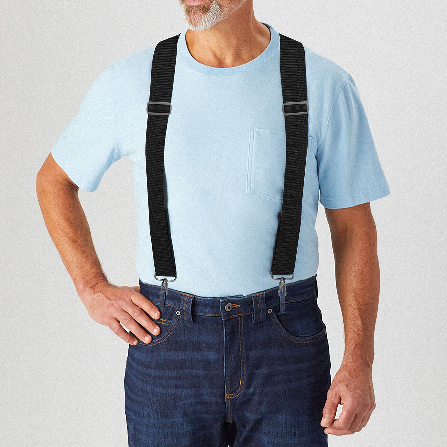 NUTUCH Black Suspender for Men | Heavy Duty adjustable Dress Suspender | Snap Hooks for Belt Loop | Men Suspender for Jeans | Y Style | Men Fashion | NT-652-S