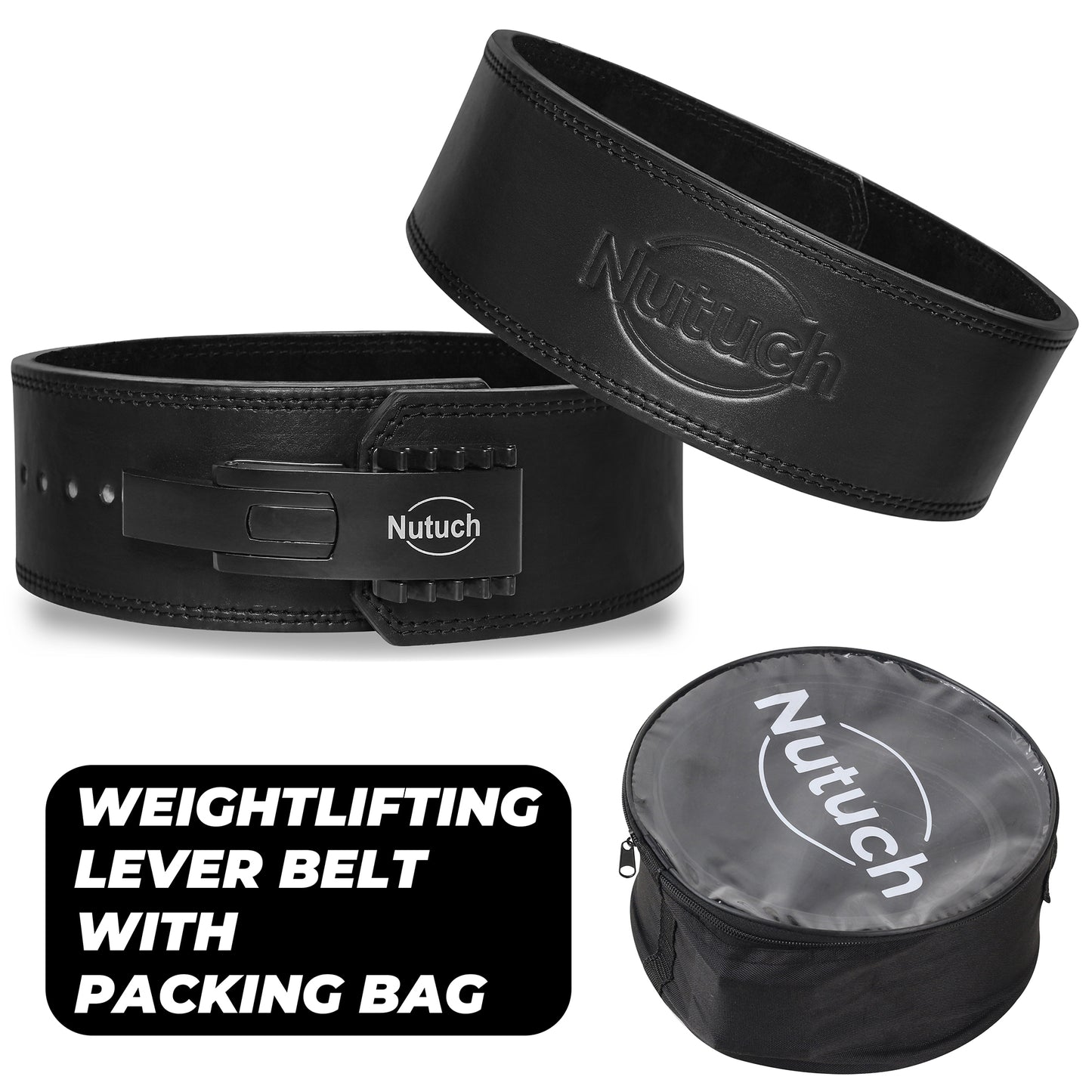 NUTUCH Genuine Leather Lever Weight Lifting Belt | 10 mm | Gym Belts | Weightlifting Belts for Men and Women | Powerlifting Belt