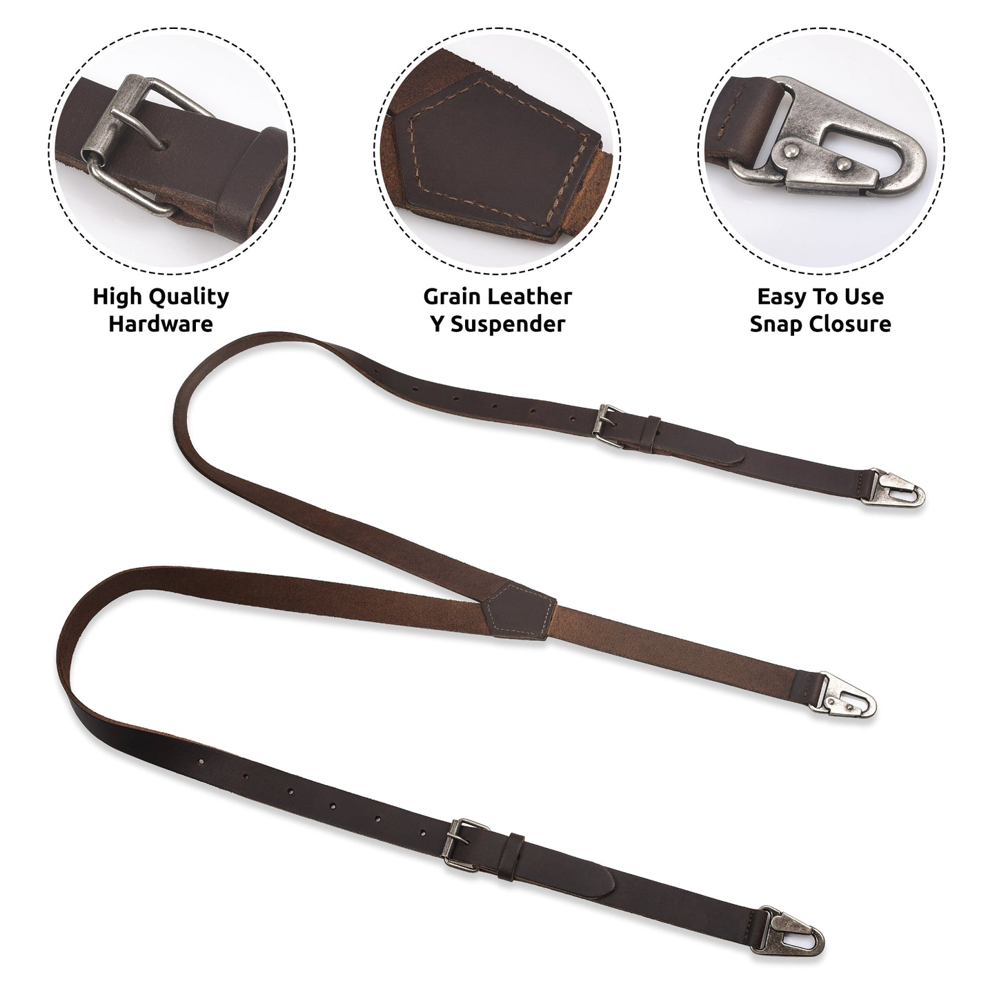 NUTUCH Full Grain Leather Suspender for Men | Vintage Fashion Suspender | Y Design Leather Suspenders | Crazy Horse Antique Look Suspender| NT-603-S