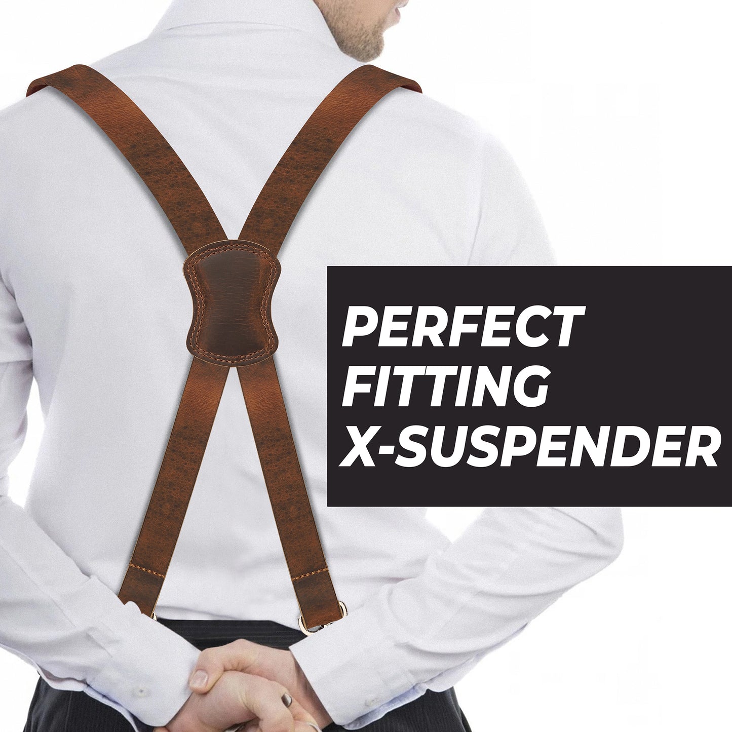 NUTUCH Grain Buffalo Leather Suspender for Men | Vintage Suspenders | Leather Braces | Western Heavy Duty Dress Suspender men NT-606-S
