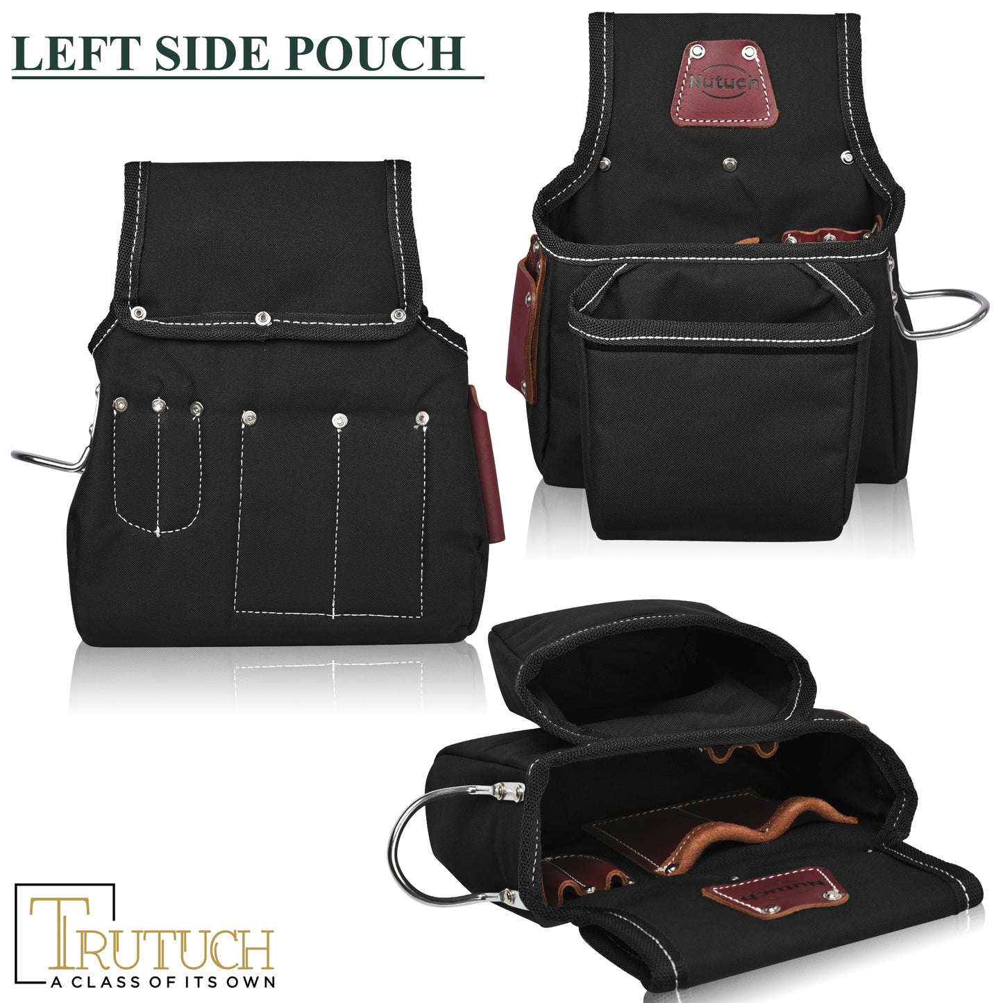 NUTUCH Black Nylon & Leather Tool Belt with Leather Work Suspender, Framers Tool Belt, Electrician, Construction, Drywall Tool Belt, NT-1200-R-1300-S