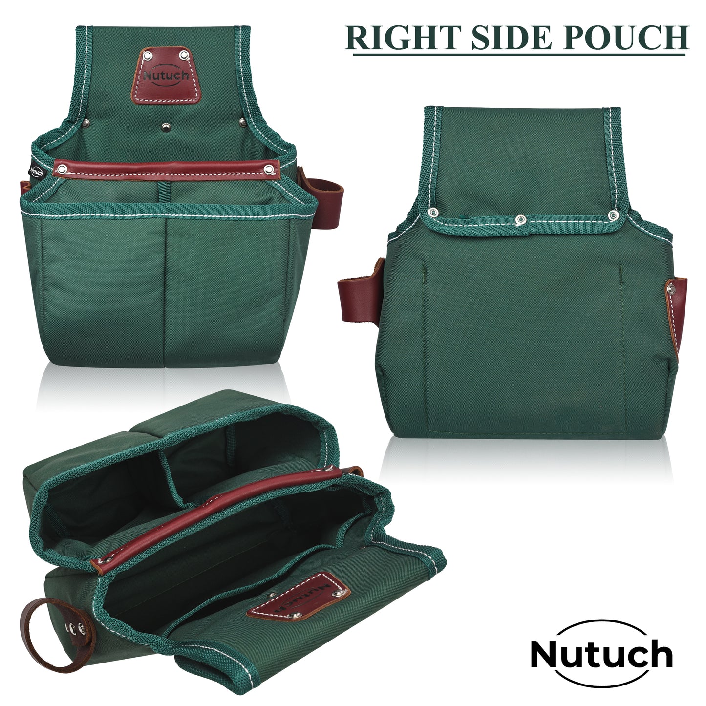 NUTUCH Green Heavy Duty Nylon and Leather Tool Belt | Framing Tool Bags | Nylon Tool Pouch | Carpenter Tool Belt | Electrician Tool Belts | NT-1210-R