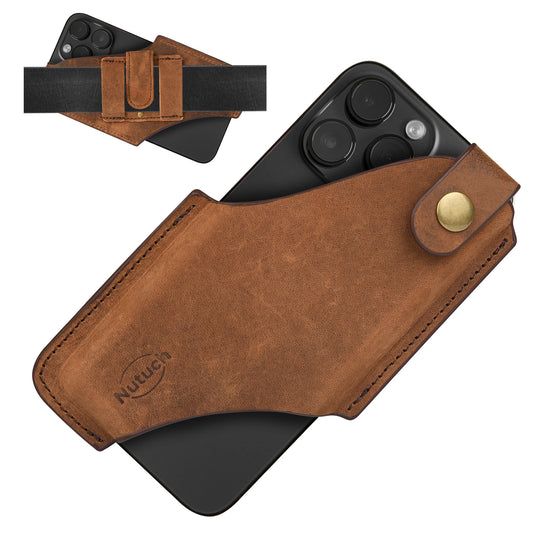 NUTUCH Genuine Leather Phone Holster with Belt Clip | Cell Phone Case for iPhone and Smartphone | Cell Phone Holsters Holders | NT-505-CP