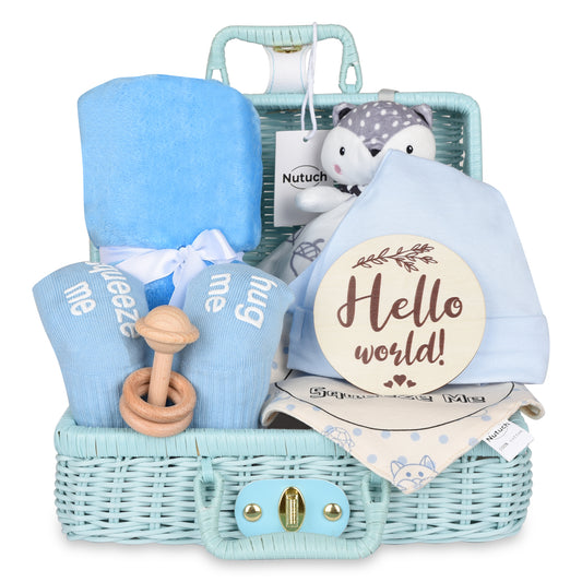 NUTUCH Newborn Baby Boy Gift Set | Baby Shower Basket | Baby Boy Gift Basket | New Mom Baby Gift Sets for Women  | NT-351-BB-B
