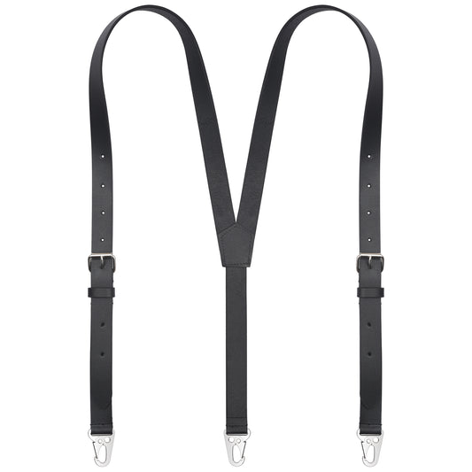 NUTUCH Genuine Leather Suspender for Men | Y Design Leather Suspenders | Groomsmen Gifts | Adjustable Suspender with Hooks | NT-602-S