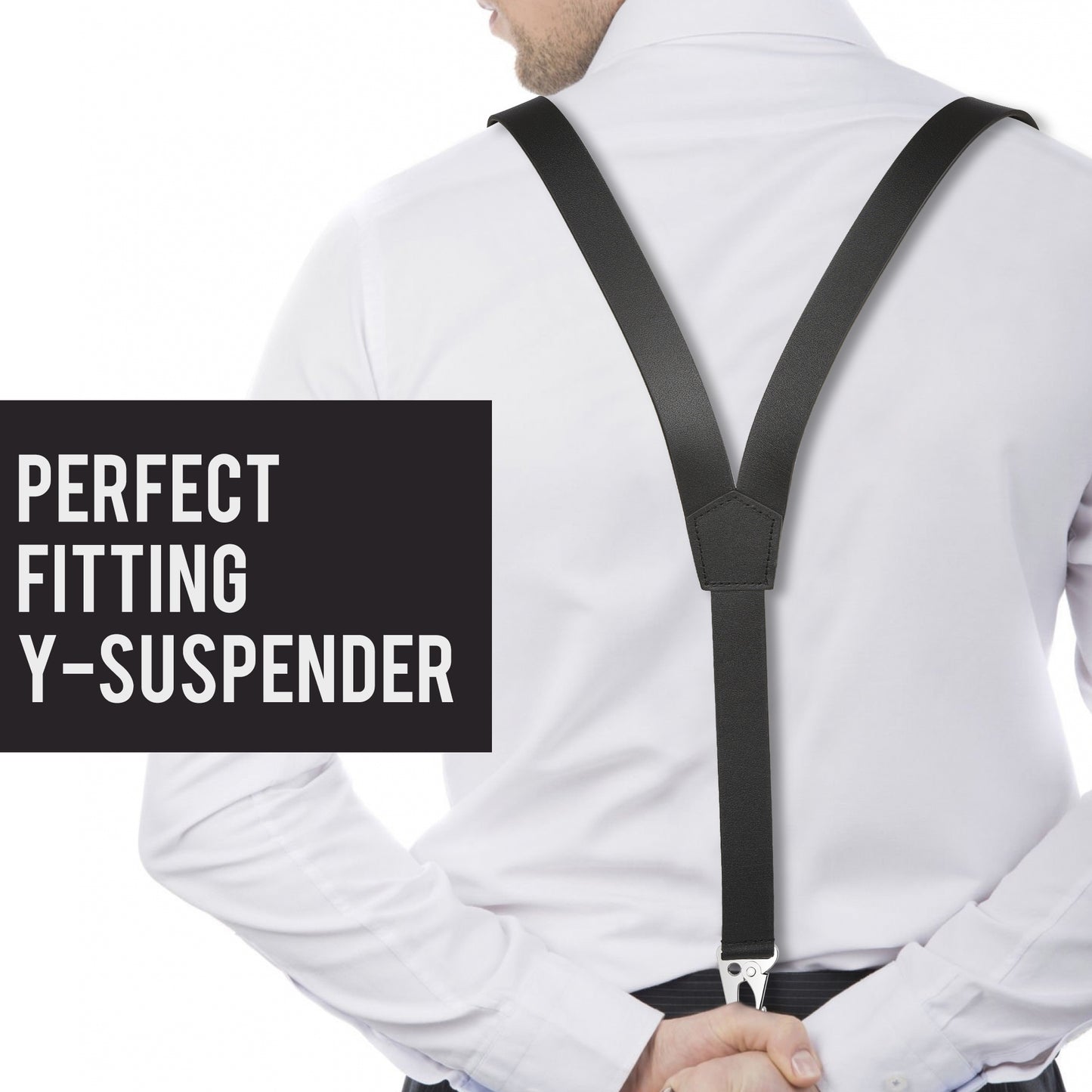 NUTUCH Genuine Leather Suspender for Men | Y Design Leather Suspenders | Groomsmen Gifts | Adjustable Suspender with Hooks | NT-602-S