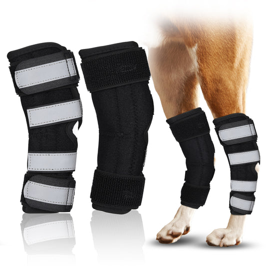 NUTUCH Dog Leg Brace | Dual Metal Strips and Safety Reflective Straps | Hock Brace for Back Legs | Joint Compression Wrap for Recovery, Support Hind Legs Injuries, Sprain Injury Protection