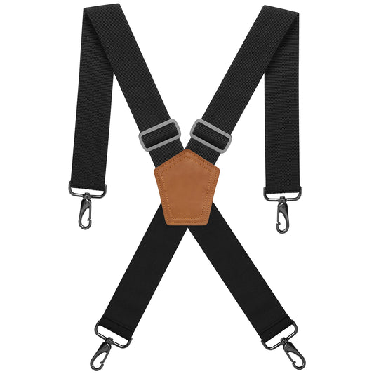 NUTUCH Black Suspender for Men | Heavy Duty adjustable Dress Suspender | Snap Hooks for Belt Loop | Men Suspender for Jeans | X Style | Men Fashion | NT-651-S