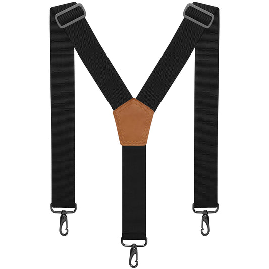 NUTUCH Black Suspender for Men | Heavy Duty adjustable Dress Suspender | Snap Hooks for Belt Loop | Men Suspender for Jeans | Y Style | Men Fashion | NT-652-S