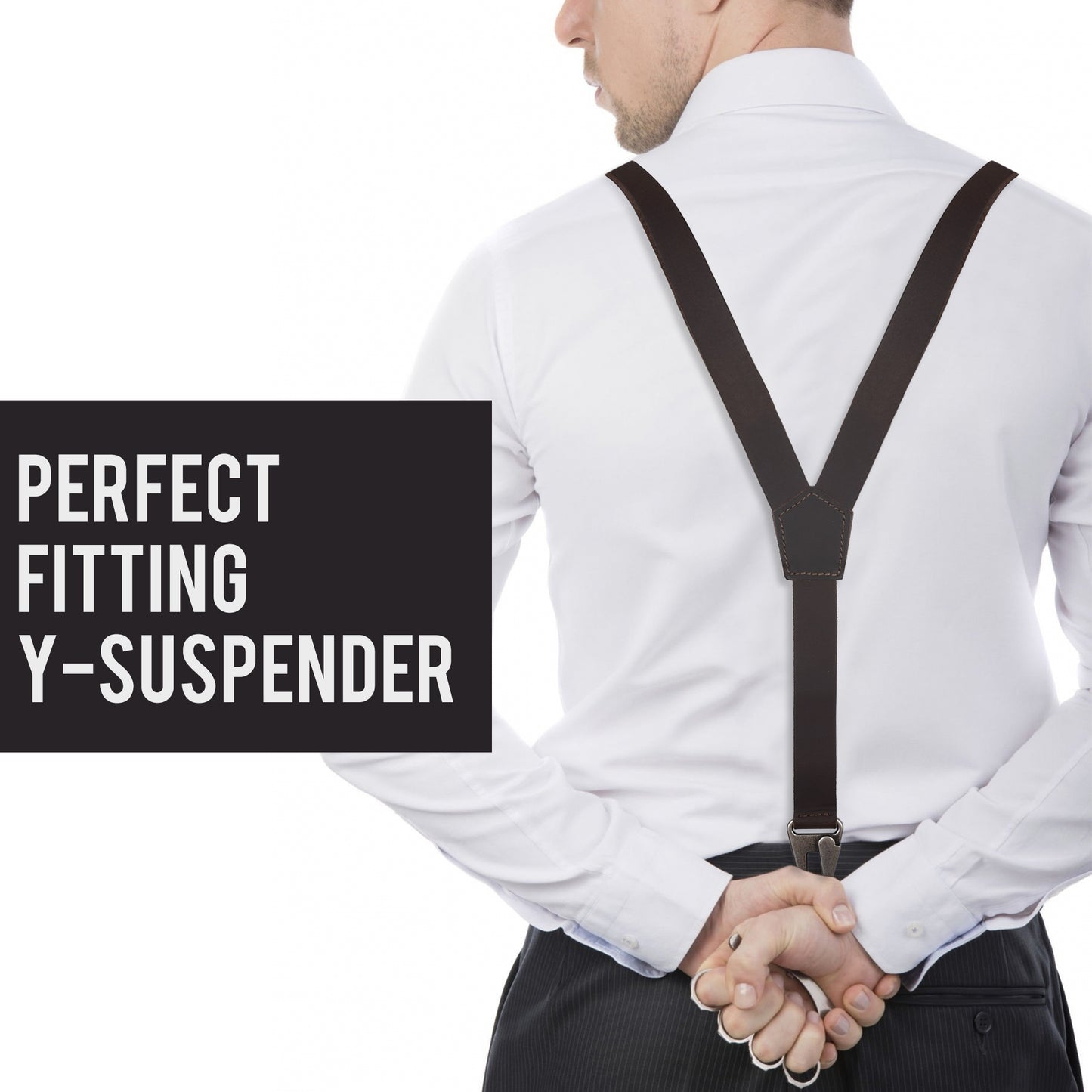 NUTUCH Full Grain Leather Suspender for Men | Vintage Fashion Suspender | Y Design Leather Suspenders | Crazy Horse Antique Look Suspender| NT-603-S