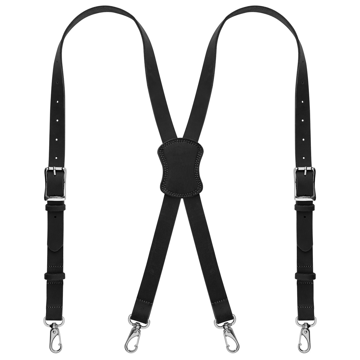 NUTUCH | Grain Buffalo Leather Suspender for Men | Black Suspenders | Leather Braces | Western Heavy Duty Dress Suspender men |  NT-605-S