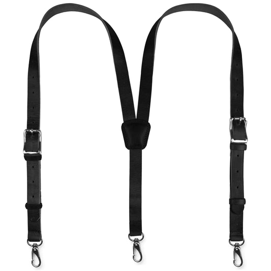 NUTUCH Grain Buffalo Leather Suspender for Men | Black Suspenders | Leather Braces | Western Heavy Duty Dress Suspender men NT-608-S