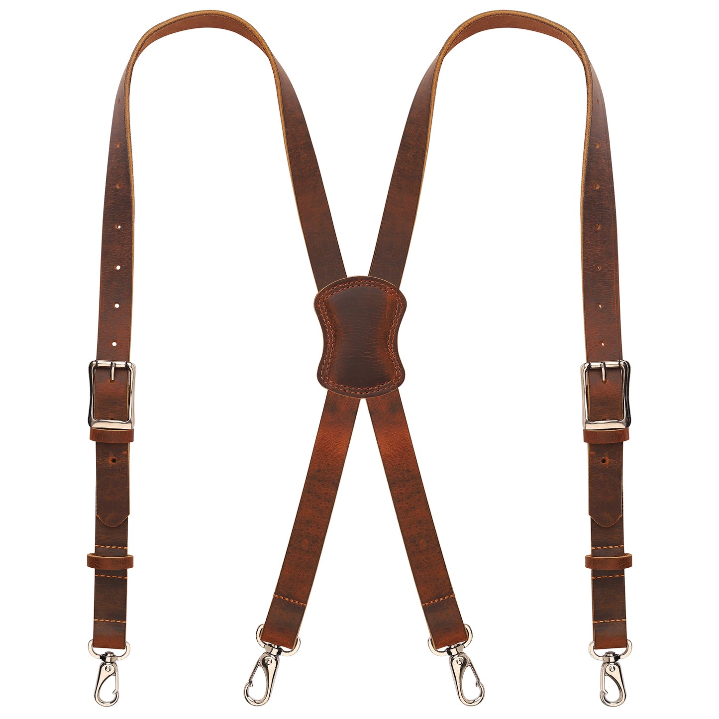 NUTUCH Grain Buffalo Leather Suspender for Men | Vintage Suspenders | Leather Braces | Western Heavy Duty Dress Suspender men NT-606-S