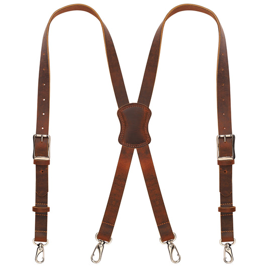 NUTUCH Grain Buffalo Leather Suspender for Men | Vintage Suspenders | Leather Braces | Western Heavy Duty Dress Suspender men NT-606-S