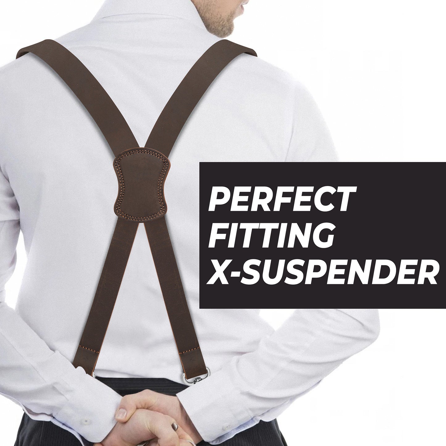 NUTUCH | Grain Buffalo Leather Suspender for Men | Vintage Suspenders | Leather Braces | Western Heavy Duty Dress Suspender men |  NT-604-S