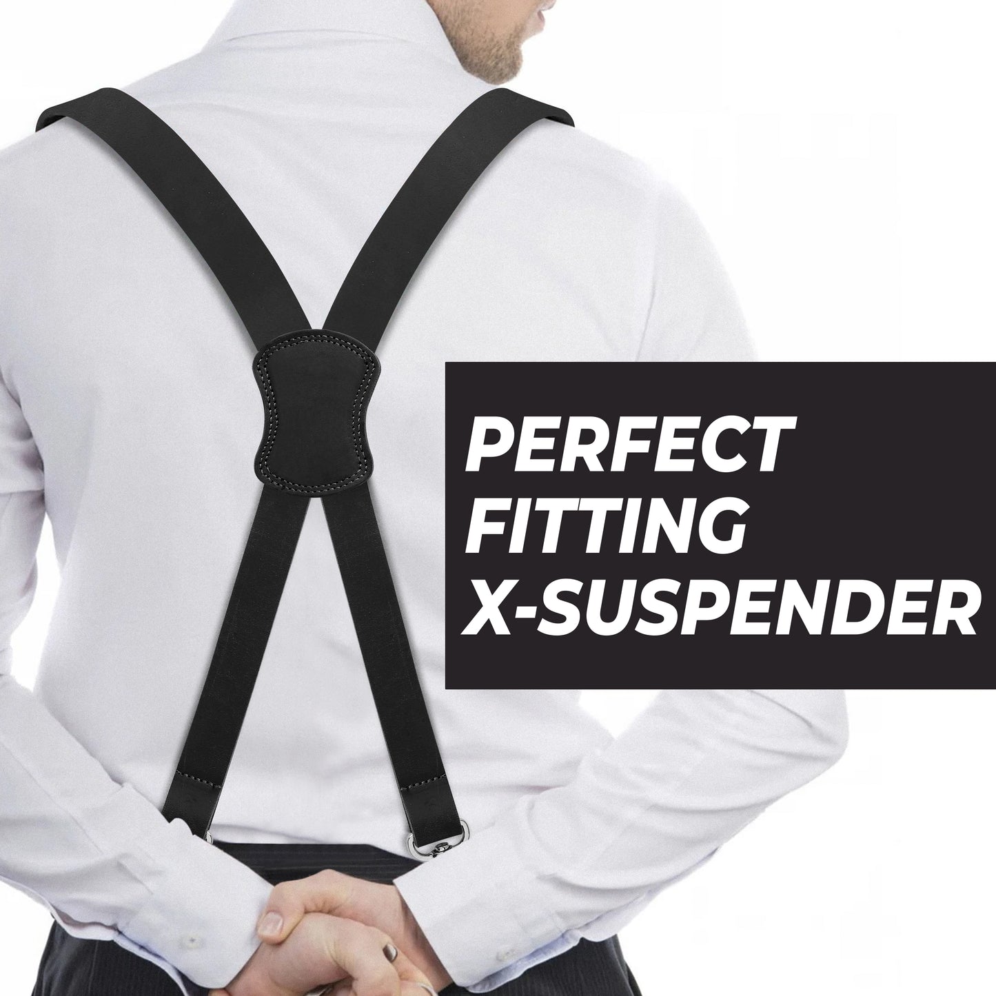 NUTUCH | Grain Buffalo Leather Suspender for Men | Black Suspenders | Leather Braces | Western Heavy Duty Dress Suspender men |  NT-605-S