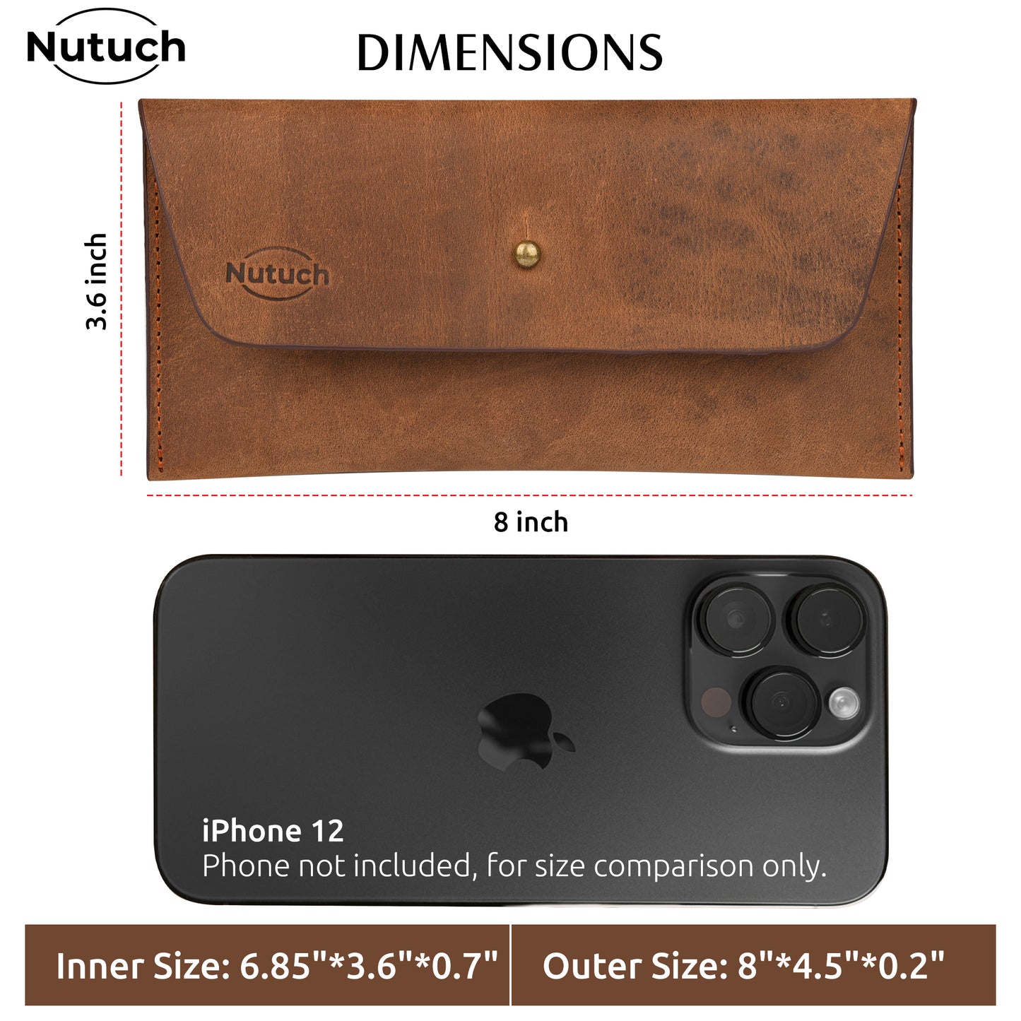 NUTUCH Genuine Leather Cash Envelopes for Men Women | Envelope Wallet | Phone Holsters | Cash Minimalist Wallet | NT-571-W