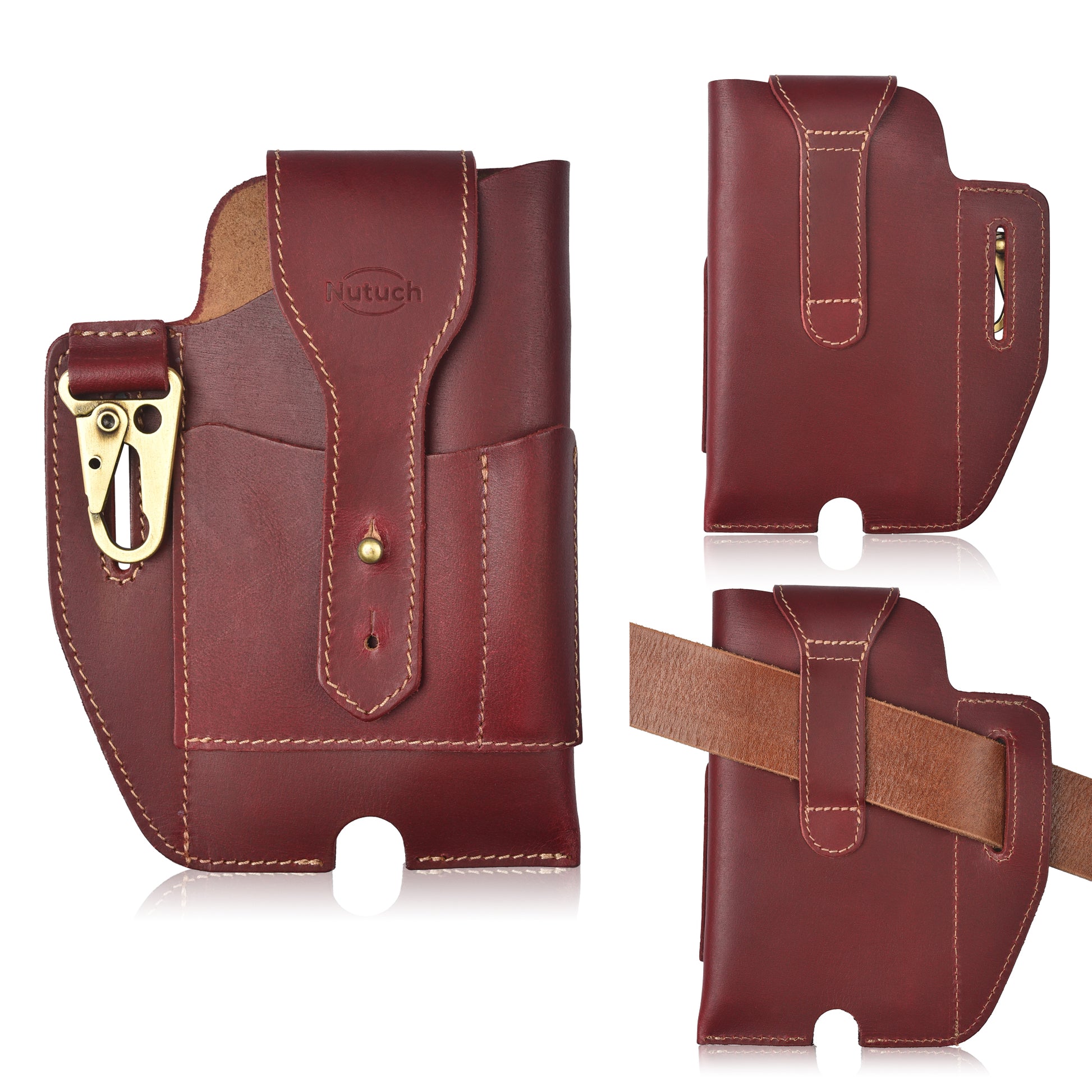 NUTUCH Genuine Leather Phone Holster | Cell Phone Case for iPhone and Smartphone | Leather Phone Case Keychain | Construction Worker Phone Case | NT- NUTUCH Genuine Leather Phone Holster | Cell Phone Case for iPhone and Smartphone | Leather Phone Case Keychain | Construction Worker Phone Case | NT-