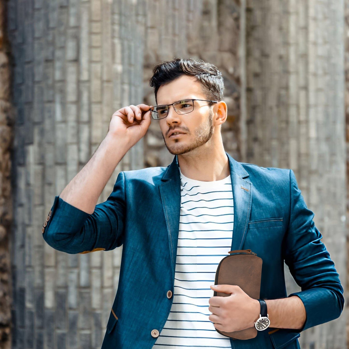 NUTUCH Brown Leather Tech Pouch for Cables Chargers Phone | Tech Bag | Zipper Travel Accessory Pouch | Electric Organizer Case Travel Bag | Cord Cable Pouch | NT-701-T