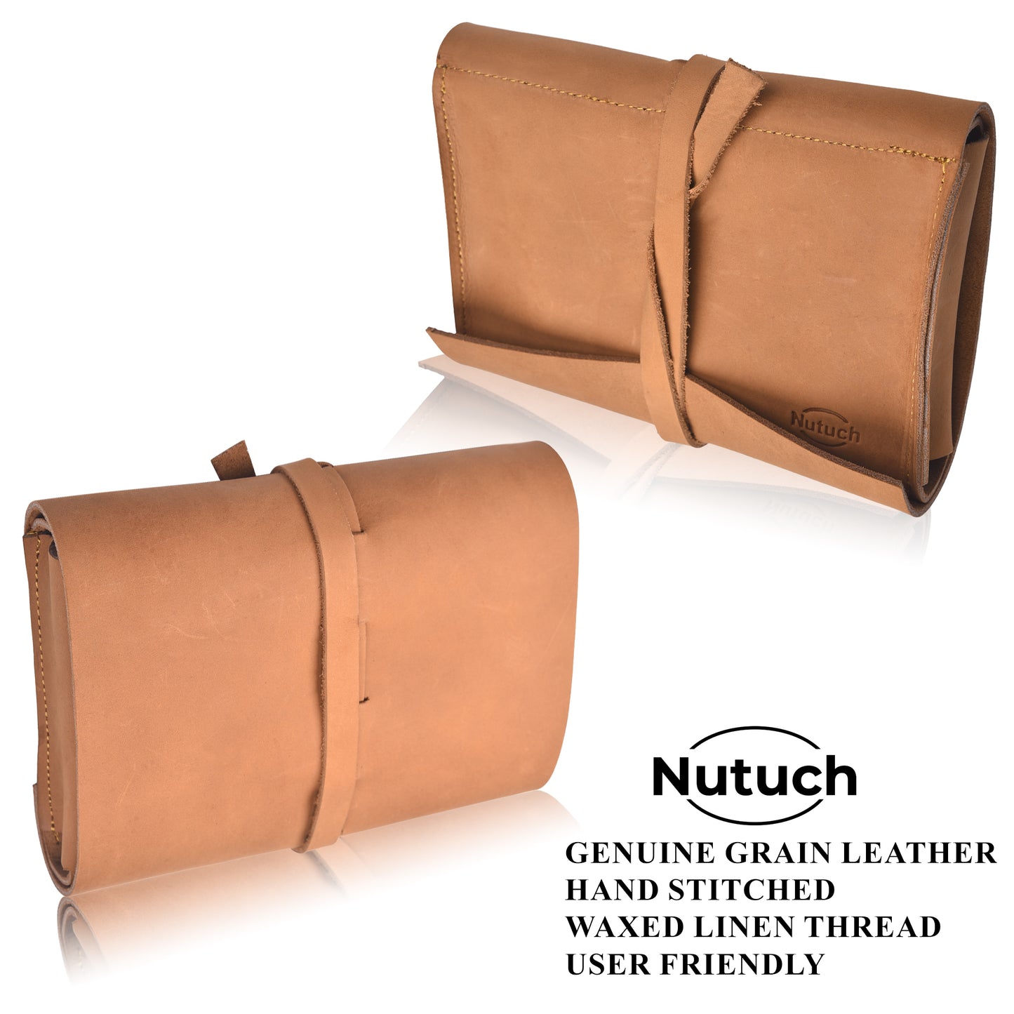 NUTUCH Leather Cable Cord Organizer Roll | Tech Bag | Zipper Travel Accessory Pouch | Electric Organizer Case Travel Bag | Cord Cable Pouch | NT-702-T