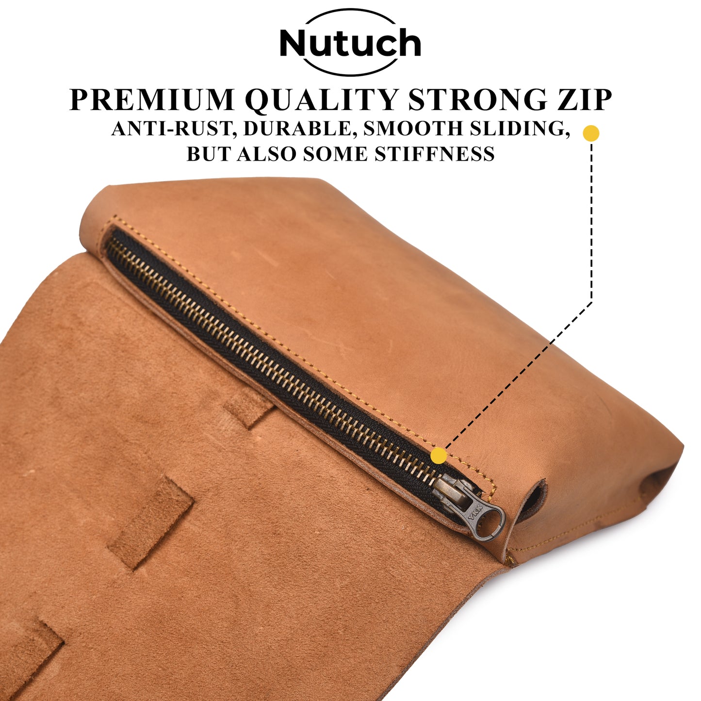 NUTUCH Leather Cable Cord Organizer Roll | Tech Bag | Zipper Travel Accessory Pouch | Electric Organizer Case Travel Bag | Cord Cable Pouch | NT-702-T