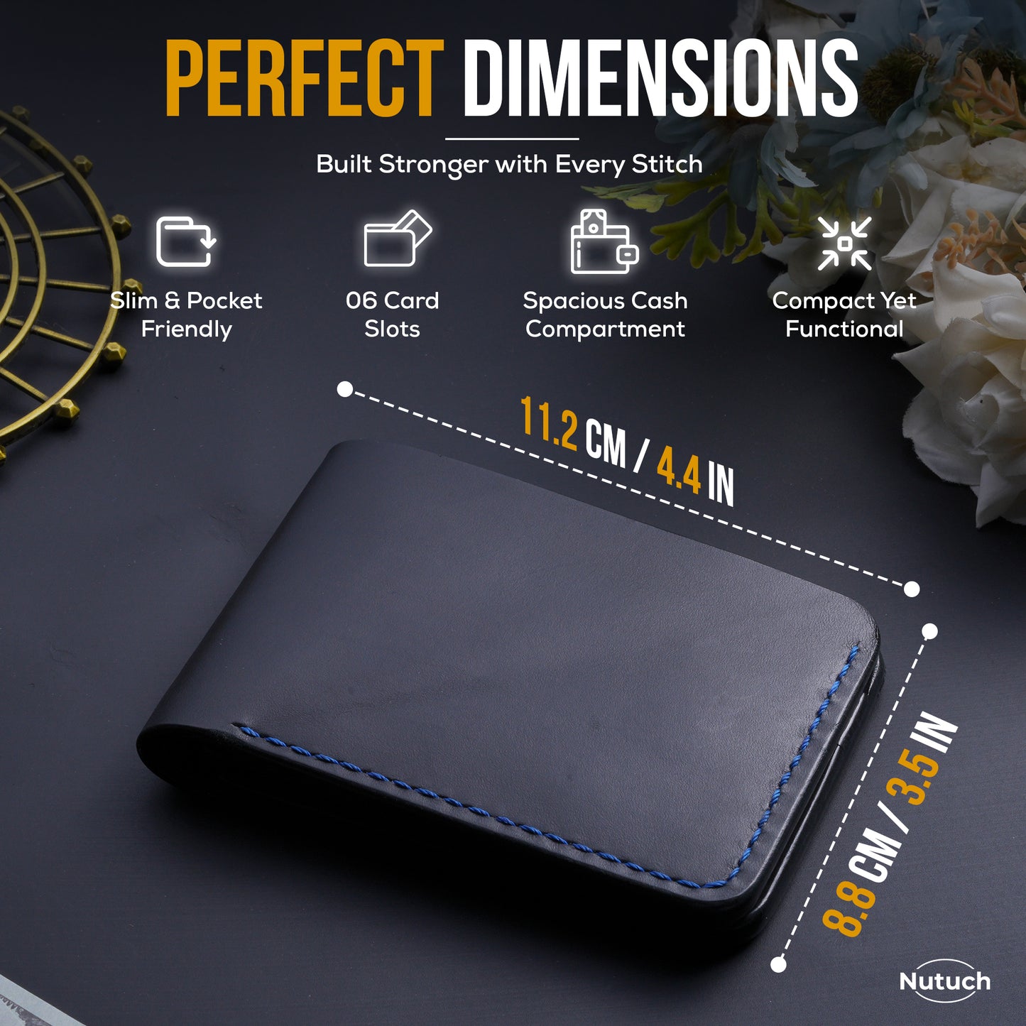 Top Grain Leather Wallet for Men | Handmade Bifold Wallet | Ultra Strong Stitching | Multiple Card Slots | Gift for Him | Groomsmen