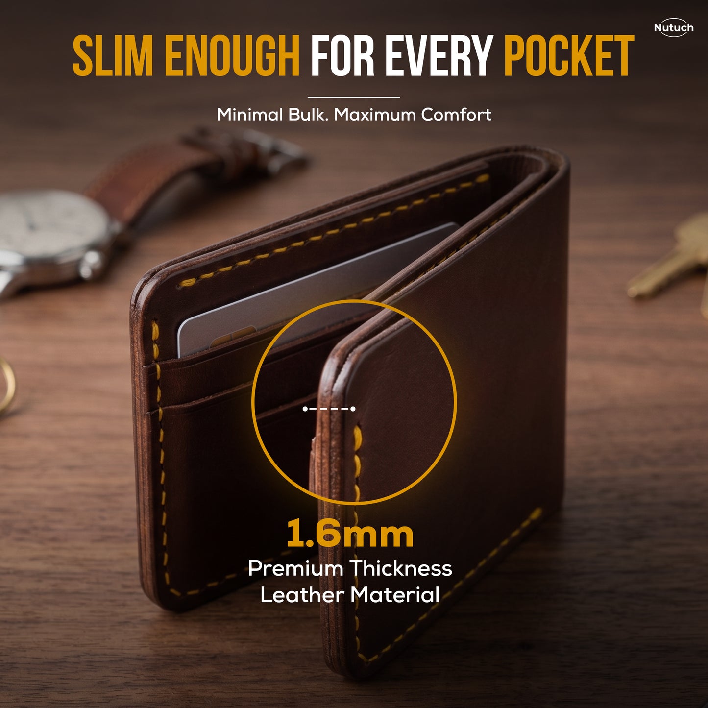 Top Grain Leather Wallet for Men | Handmade Bifold Wallet | Ultra Strong Stitching | Multiple Card Slots | Gift for Him | Groomsmen