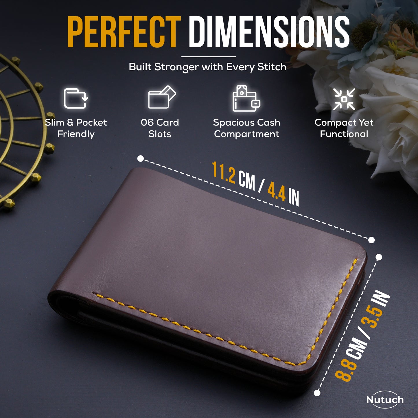 Top Grain Leather Wallet for Men | Handmade Bifold Wallet | Ultra Strong Stitching | Multiple Card Slots | Gift for Him | Groomsmen