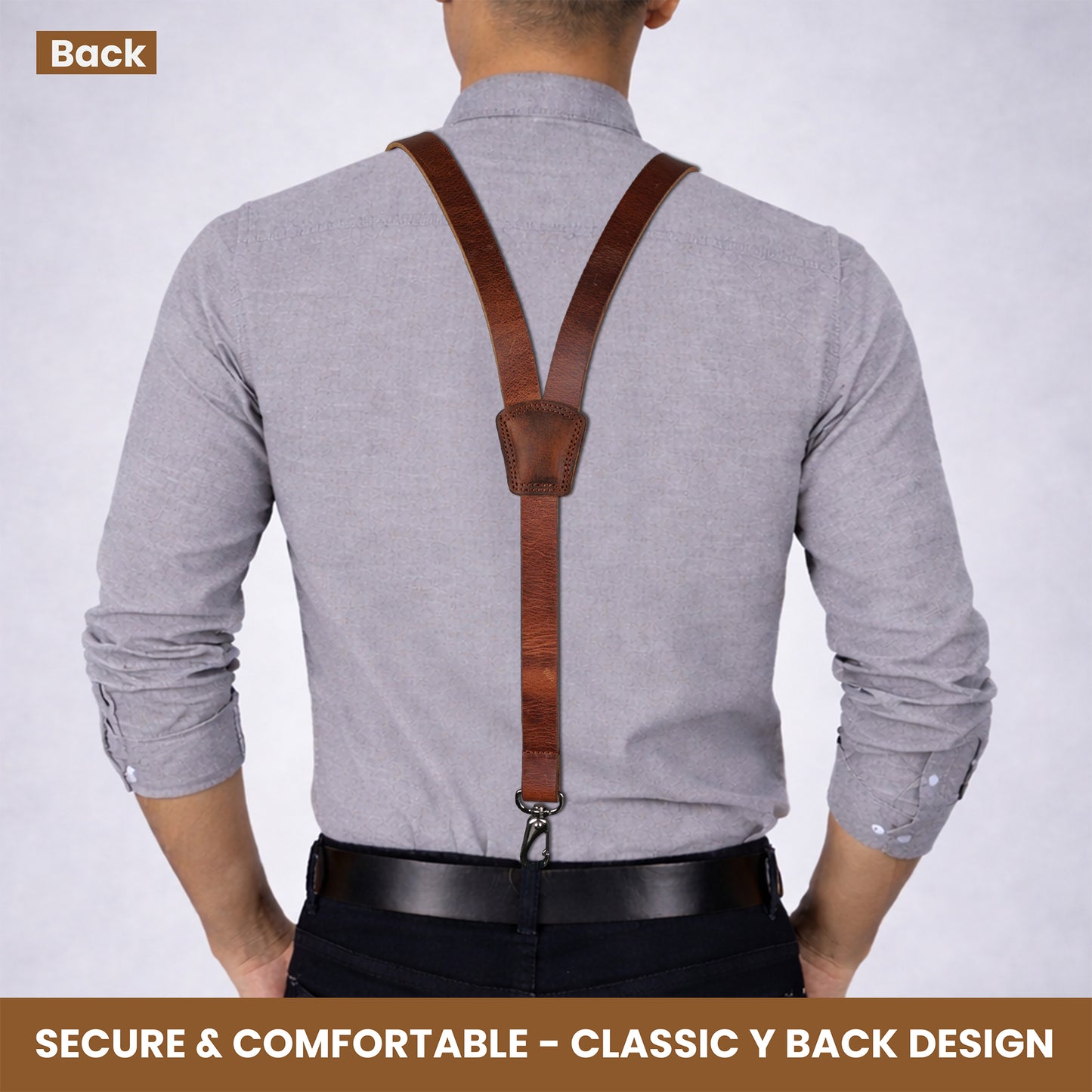 NUTUCH Grain Buffalo Leather Suspender for Men | Vintage Suspenders | Leather Braces | Western Heavy Duty Dress Suspender men NT-607-S